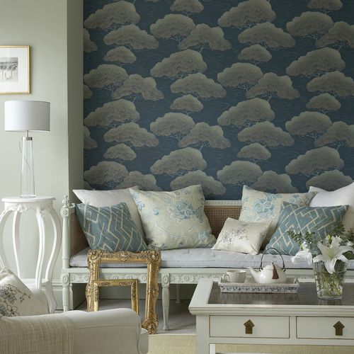 Traditional wallpaper - PINES  - The Little Greene - silk / nature pattern / fabric look
