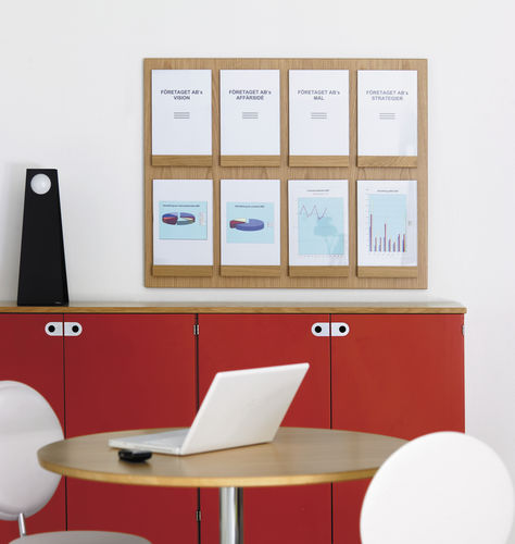 Wall-mounted brochures rack - FRONT - KARL ANDERSSON - oak / commercial