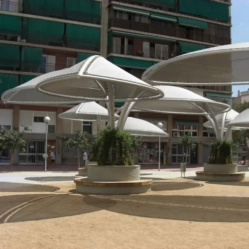 Self-supporting pergola - FICUS - ESTEVA BARCELONA - aluminum / fabric canopy / modular