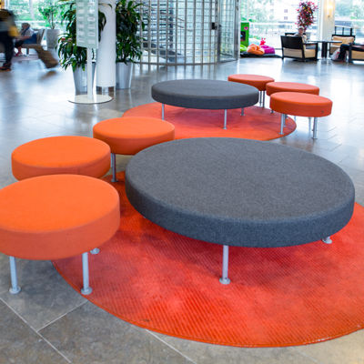 Contemporary ottoman - RONDO - MATERIA - fabric / leather / round