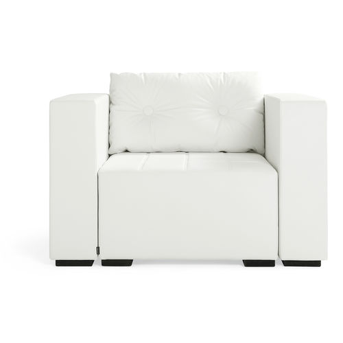 Contemporary armchair - MONOLOG - MATERIA - leather / fabric / white