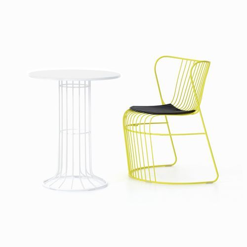 Industrial design table - Kaskad - NOLA INDUSTRIER - MDF / marble / powder-coated steel base
