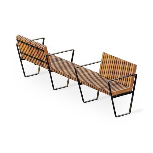 Contemporary public bench - Arkipelag - NOLA INDUSTRIER - wooden / powder-coated steel / zinc