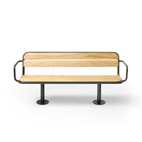 Contemporary public bench - Gry - NOLA INDUSTRIER - pine / oak / powder-coated steel