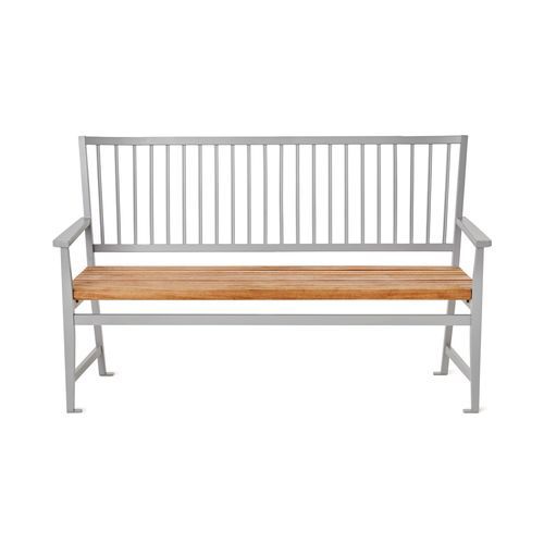 Contemporary public bench - Leksand - NOLA INDUSTRIER - oak / powder-coated steel / aluminum