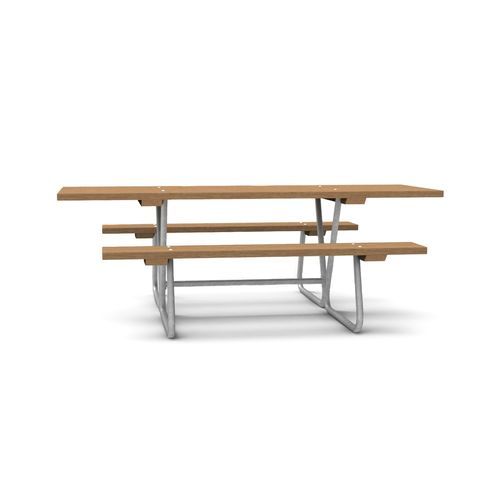 Contemporary picnic table - Bänkbord Stål - NOLA INDUSTRIER - pine / powder-coated steel / zinc