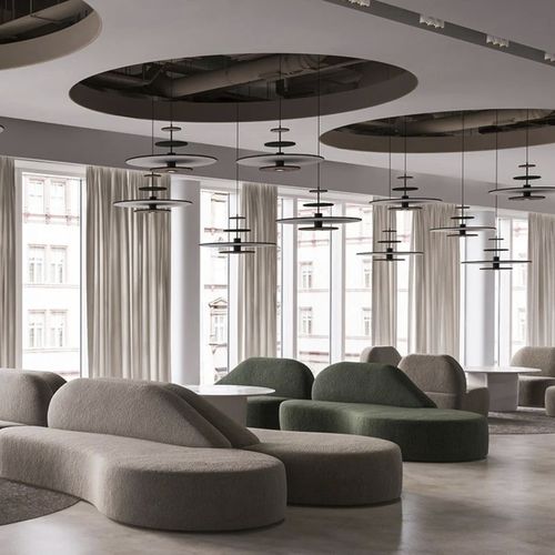 Pendant lamp - SLIZES - ZERO - painted metal / fabric / polyester