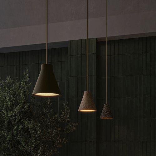 Pendant lamp - CORKA - ZERO - oak / cork / textile