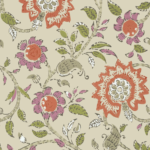 Traditional wallpaper - SEVITA - Thibaut - floral / multi-color / washable
