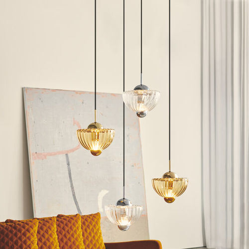Pendant lamp - LOTUS - Design By Us - chrome / glass / contemporary