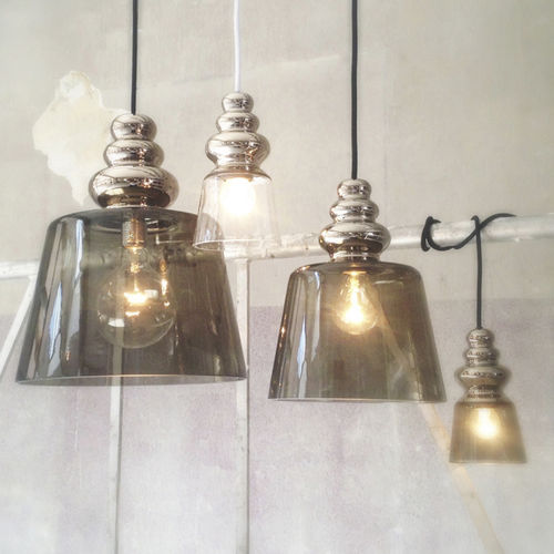 Pendant lamp - POLLISH - Design By Us - chromed metal / blown glass / contemporary