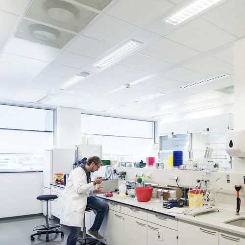 Glass wool suspended ceiling - HYGIENE PROTEC™ A - Saint-Gobain Ecophon - tile / for clean rooms / indoor