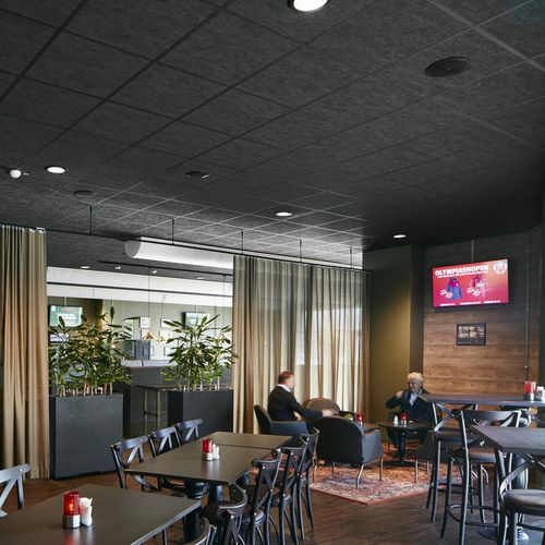 Glass wool suspended ceiling - SOMBRA™ A - Saint-Gobain Ecophon - tile / for dining rooms / indoor