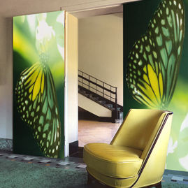 Interior door - ENLIGHTENED HANGOVER - tela-design - MDF / PVC / sliding