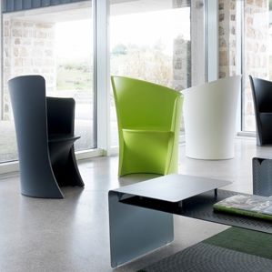 Contemporary armchair - SKALY - DPC - rotomolded polyethylene / high-back / black