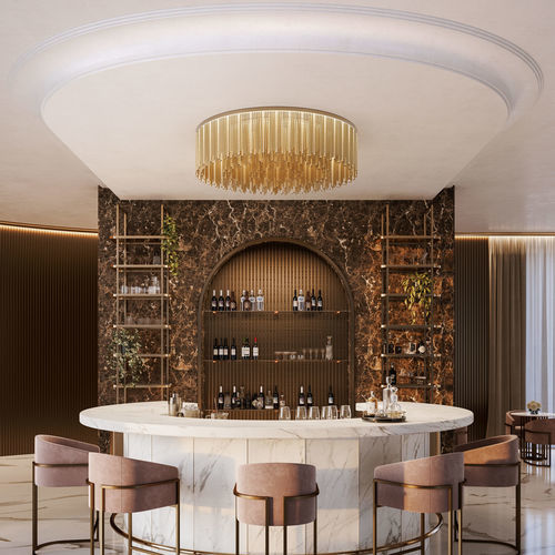 Contemporary ceiling light - LUSTRALIS Q2 SNG - Masiero - round / metal / brass