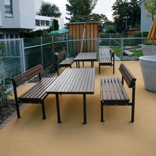 Contemporary picnic table - QUATTRO - Euroform K. Winkler GmbH - hardwood / galvanised steel base / rectangular