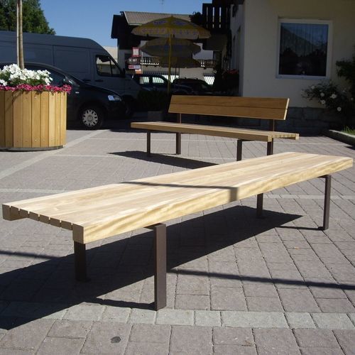 Contemporary public bench - LINEAPANCA - Euroform K. Winkler GmbH - hardwood / galvanised steel / without backrest