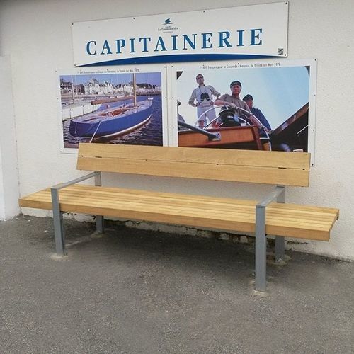 Contemporary public bench - LINEASEDUTA - Euroform K. Winkler GmbH - wooden / galvanised steel / with backrest