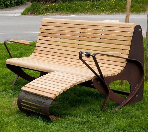Original design public bench - ALLRELAX - Euroform K. Winkler GmbH - hardwood / galvanised steel / sheet steel