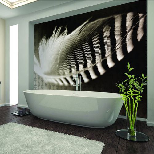 Contemporary wallpaper - PLUME ECRU - Agena Srl - nonwoven fabric / patterned / white