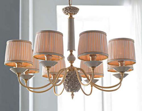 Classic chandelier - ORTENSIA - Le Porcellane - Murano glass / silk / porcelain