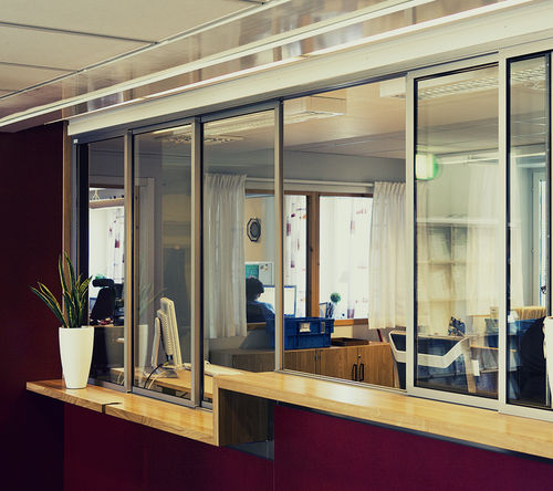 Anodized aluminum window - AH60 - Svalson - sliding / double-glazed / electric