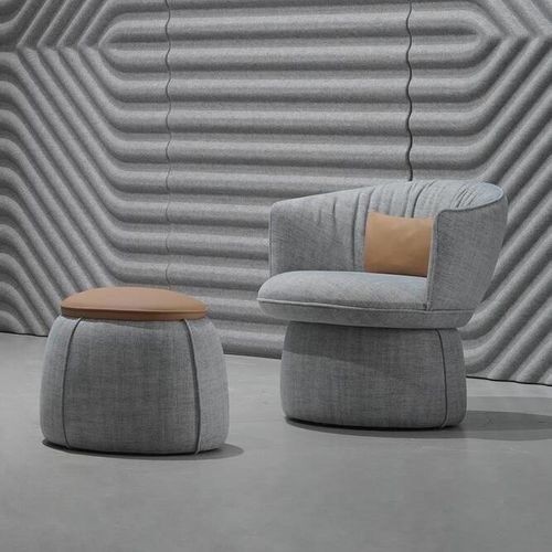 Contemporary armchair - BUSSOLA - Ahrend - fabric / round / upholstered