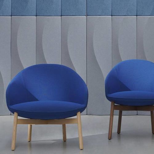 Contemporary armchair - MARINA - Ahrend - fabric / upholstered / blue