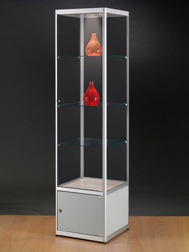 Contemporary display case - MPC 500 WITH STORAGE - SDB Vitrinebouw BV - glass / wooden / anodized aluminum