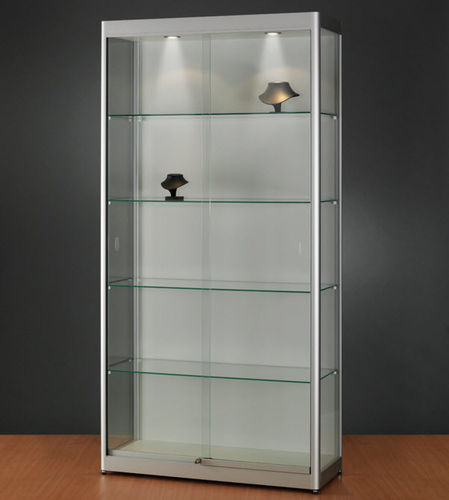 Contemporary display case - 315 1000 WITH BACKPANEL - SDB Vitrinebouw BV - glass / wooden / anodized aluminum
