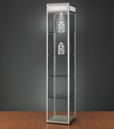 Contemporary display case - 114 WITH HEADER - SDB Vitrinebouw BV - glass / wooden / anodized aluminum