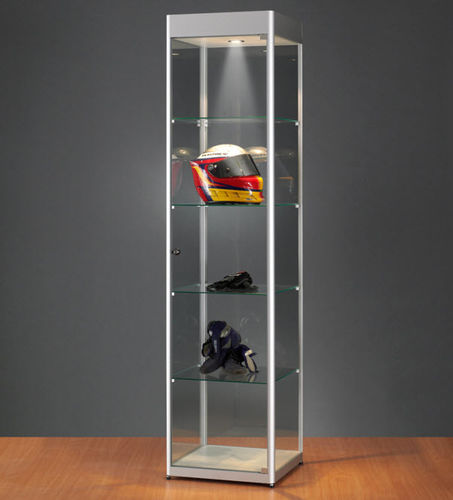 Contemporary display case - 116 500 WITH HEADER - SDB Vitrinebouw BV - glass / wooden / anodized aluminum