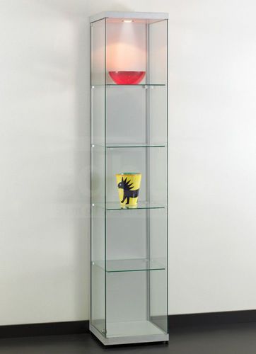 Contemporary display case - DITO 40 WITH BACKPANEL - SDB Vitrinebouw BV - glass / anodized aluminum / illuminated