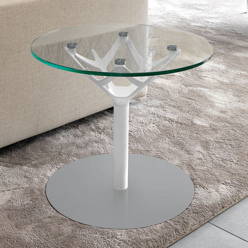 Contemporary side table - CICERONE  - Caimi Brevetti SpA - tempered glass / powder-coated steel / HPL