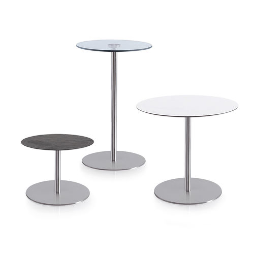Contemporary side table - JOLLY  - Caimi Brevetti SpA - tempered glass / HPL / stainless steel base