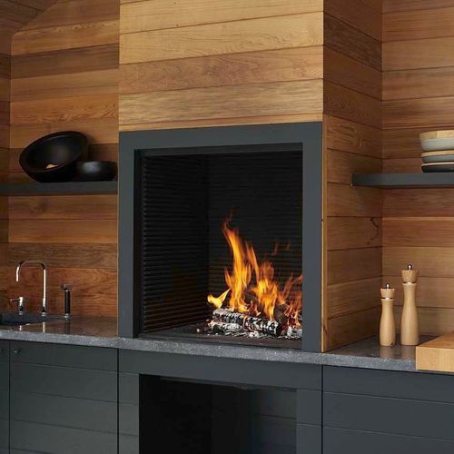 Wood-burning fireplace - UNIVERSAL BBQ 2 - Metalfire Architectural fireplaces - built-in / Single-sided / garden