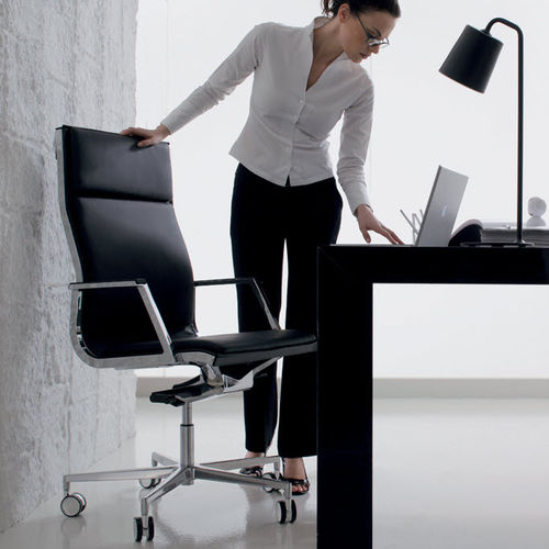 Contemporary executive chair - NULITE - LUXY - leather / fabric / aluminum