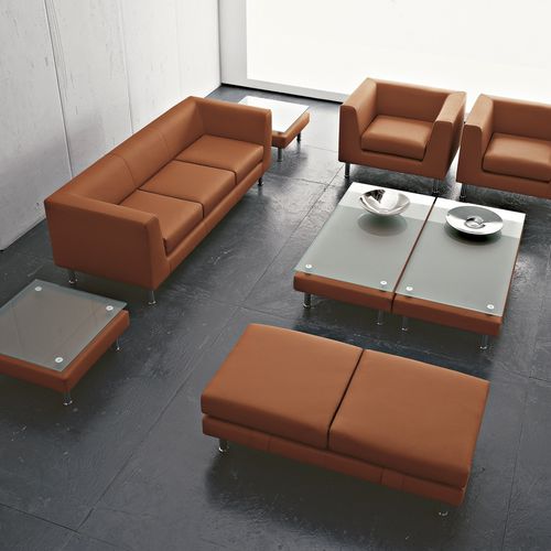 Contemporary sofa - CUBE - LUXY - leather / brown / contract