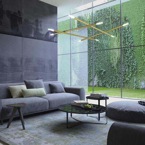 Contemporary chandelier - ZEN  - GIBAS - borosilicate glass / powder-coated steel / 8 light