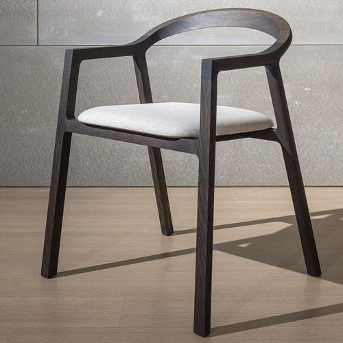 Contemporary chair - TUBA - JAVORINA - outdoor / fabric / oak