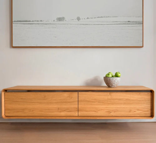 Contemporary TV cabinet - OLIA - JAVORINA - with storage / 2 doors / oak