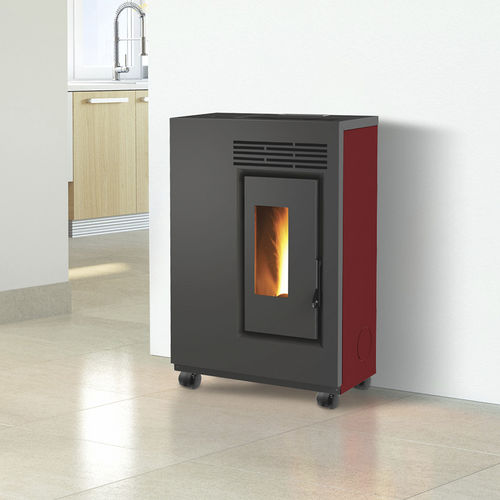 Pellet heating stove - ECO60 – RUOTE PVC GOMMATE - FAIR srl - 0 - 5 kW / with legs / contemporary