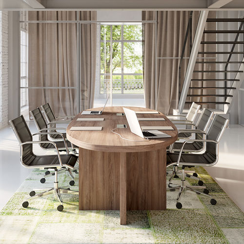 Contemporary boardroom table - OF 59 - GIESSEGI - walnut / melamine / oval