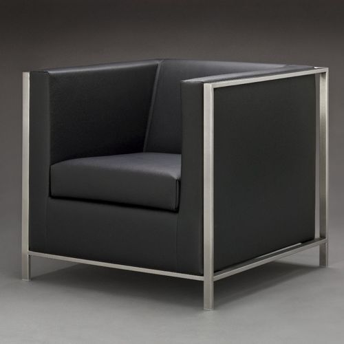Contemporary armchair - KUBUS - mminterier - fabric / leather / stainless steel