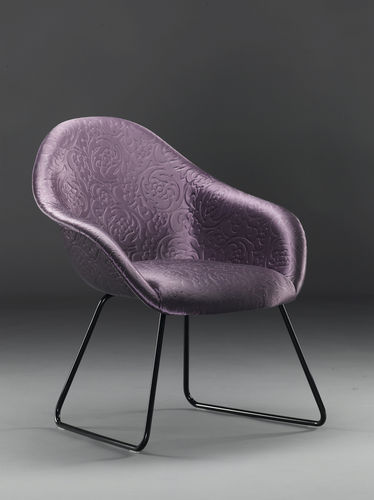 Contemporary chair - WOK  - mminterier - fabric / upholstered / sled base
