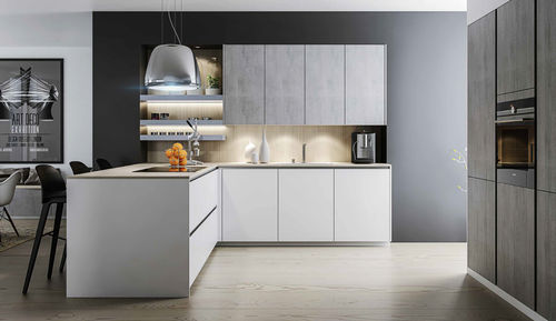 Contemporary kitchen - MAHLZEIT LESS IS MORE - rational einbaukuechen - wood veneer / lacquered wood / L-shaped