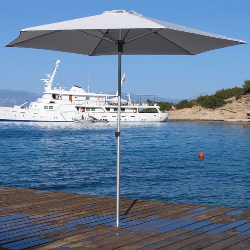 Round Parasol P Prostor Mast Centered Concrete Anodized Aluminum