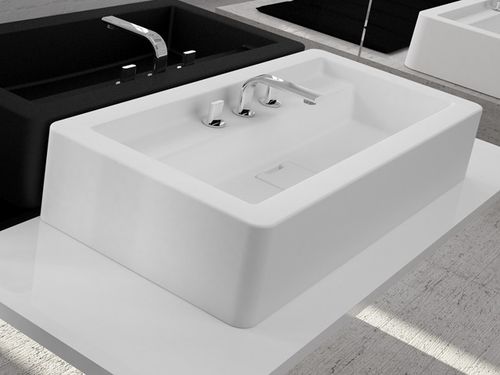 Countertop washbasin - GLOBAL - HIDROBOX by absara - composite / with adjustable mirror / rectangular