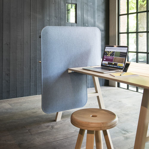 Desk mounted office divider - BUZZIDESK SPLIT - BuzziSpace - fabric / blue